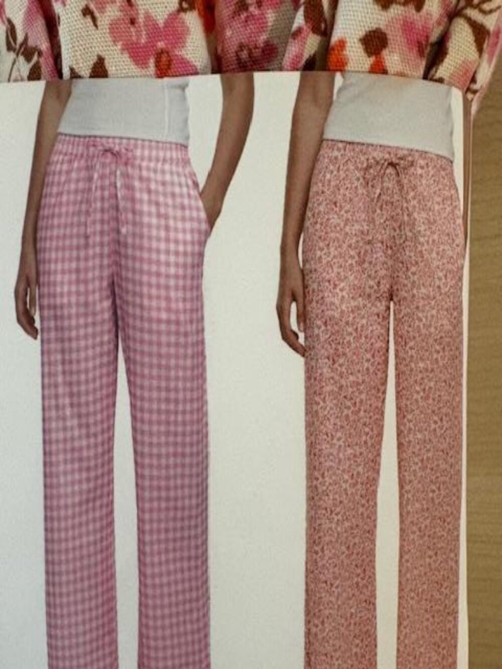 NWT Women's Gap 2 Piece Pajama Pants Size Small Cotton Floral Checks 2 Pair Pink - Picture 7 of 8